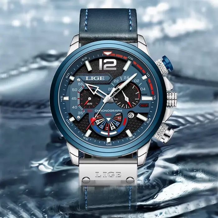 Montre homme LIGE design créatif montre de sport décontractée cuir de luxe quartz résistante à l'eau pour hommes occasions spéciales