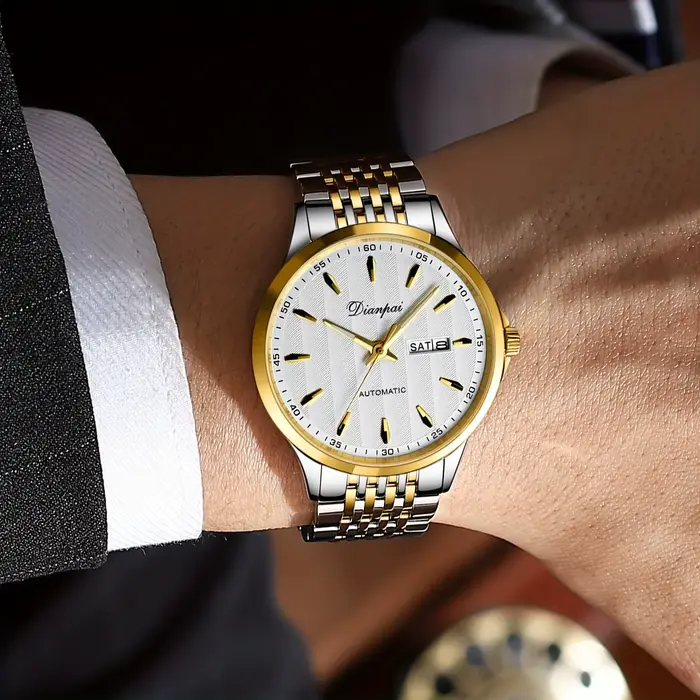 Dianpai montre mécanique entièrement automatique pour hommes double calendrier