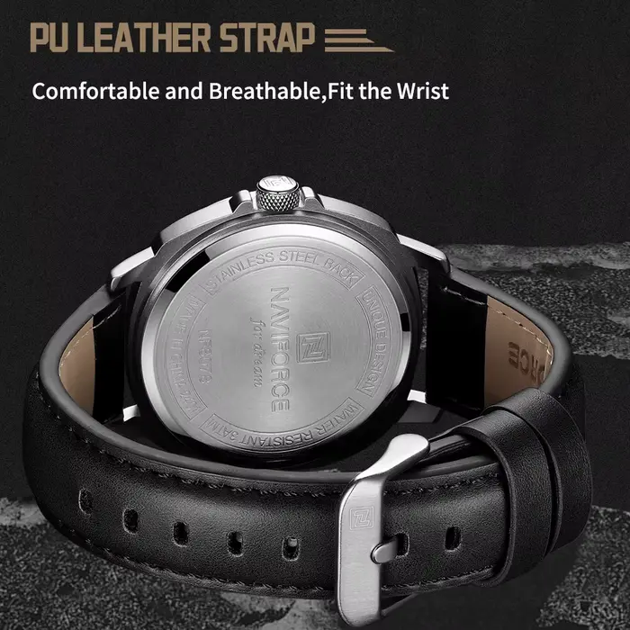NAVIFORCE marque hommes montre à Quartz de haute qualité bracelet en polyuréthane calendrier mâle montre-bracelet affichage automatique de la Date horloges étanches Reloj Hombre