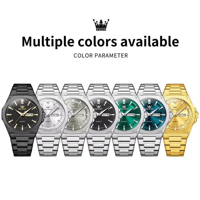 Montre à quartz OLEVS 3733 avec affichage lumineux nocturne et résistance à l'eau pour hommes occasions professionnelles et sportives