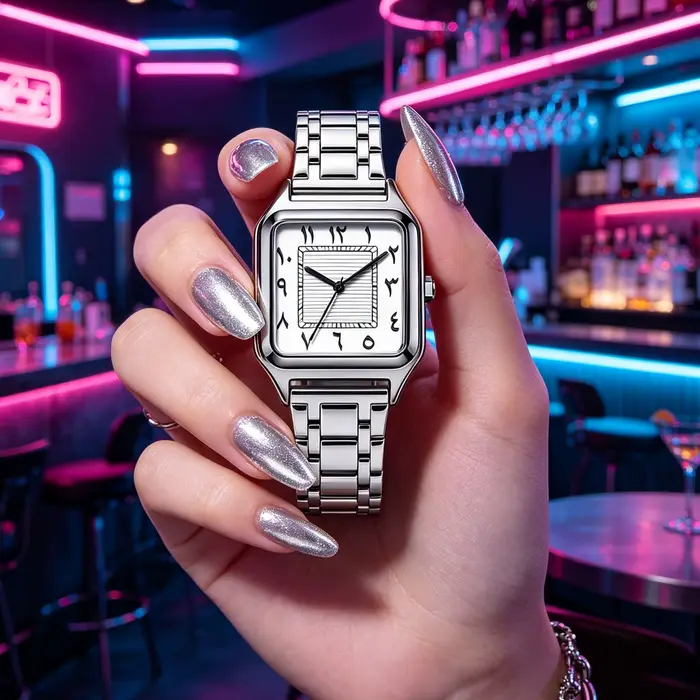Montre de luxe carrée pour femmes avec texte arabe et résistance à l'eau pour occasions spéciales et cadeaux élégants