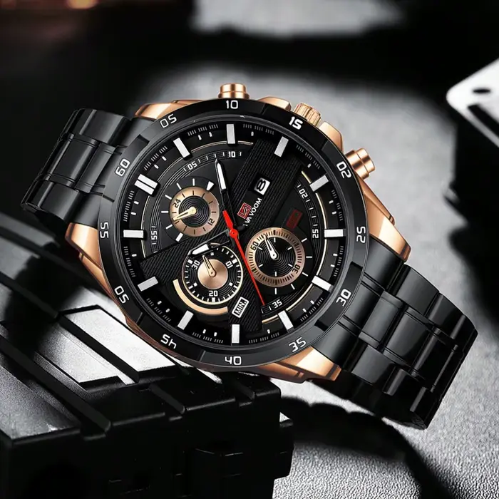 VA VA VOOM-Montre à quartz en acier inoxydable pour homme