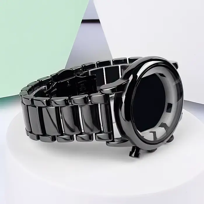 Bracelet de montre en céramique brillante noire 22mm pour homme robuste et élégant occasions spéciales