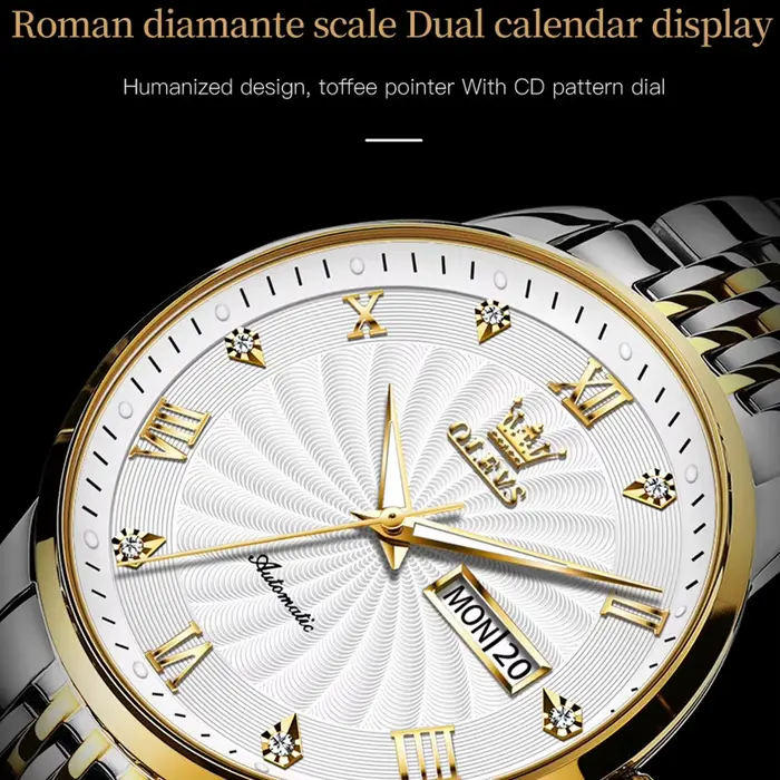 Montre OLEVS pour Hommes Automatique Mécanique Bracelet Acier Élégante Occasions Spéciales