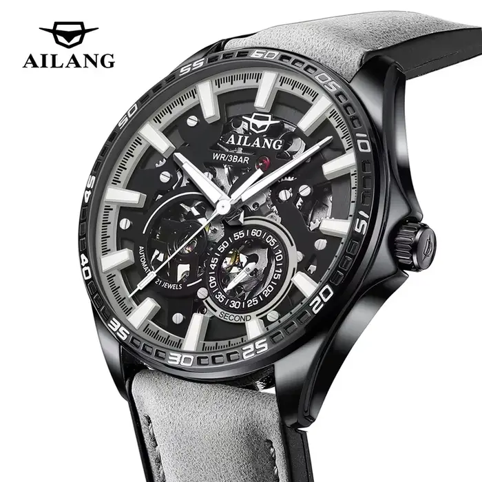 Montres pour hommes AILANG, squelette, volant d'inertie, automatique, mécanique, montre-bracelet ori