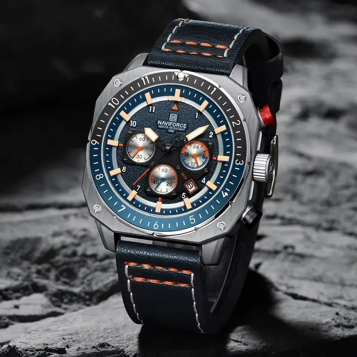 NAVIFORCE Top marque montre de luxe mode Quartz montre-bracelet pour hommes Relogio Masculino bracelet en cuir multifonctionnel homme montres