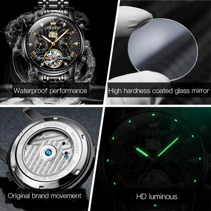 OLEVS classique hommes montres Tourbillon multi-fonction entièrement automatique