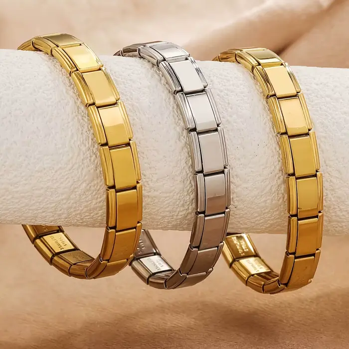 Jardme – Bracelet élastique italien en acier inoxydable pour femmes et hommes