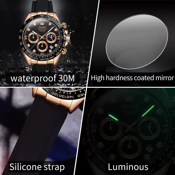 OLEVS 2875 montre à Quartz de luxe pour hommes étanche sport minuterie calendrier antichoc lumineux