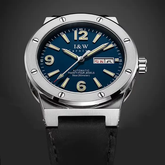 Montre homme Carnival automatique avec résistance à l'eau 5 barres pour homme élégance et polyvalence montres mécaniques acier inoxydable cuir bracelet quartz analogique multifonction horlogerie de luxe occasions spéciales