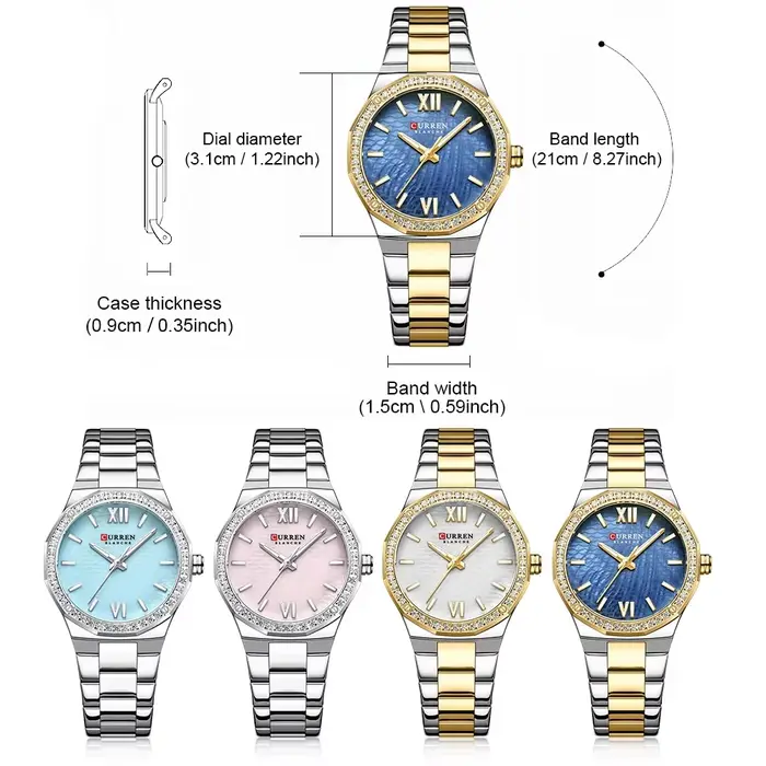 Montre de luxe romantique pour femme cadran avec strass bracelet acier inoxydable étanche pour occasions spéciales diverse couleur style