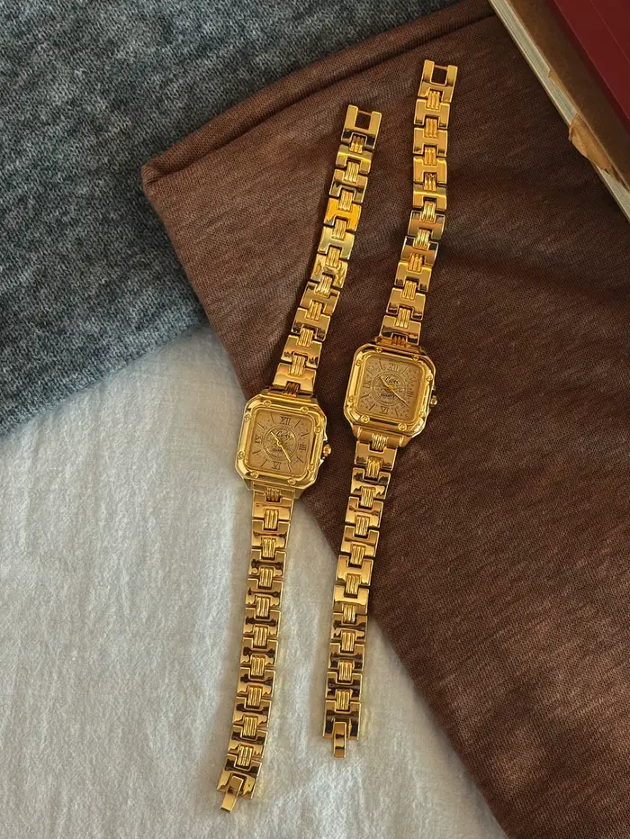 1 Nouvelle montre pour femme à cadran carré doré