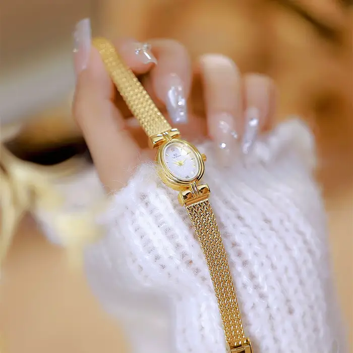 BS marque originale montre pour femme ovale or maille bracelet Vintage