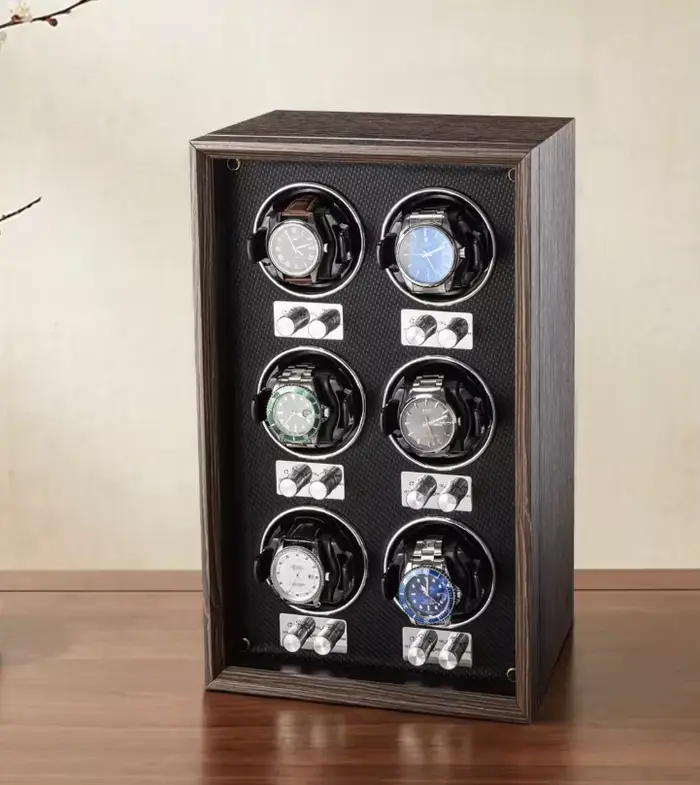Virtorix – Remontoir de montres en bois à 6 emplacements, rotation automatique, contrôle LED indépen