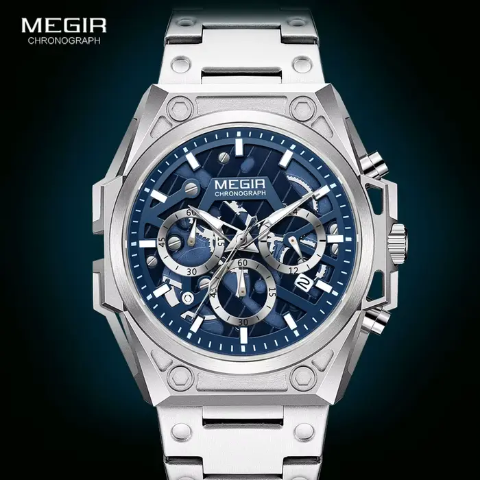 MEGIR – montre-bracelet en acier inoxydable pour hommes