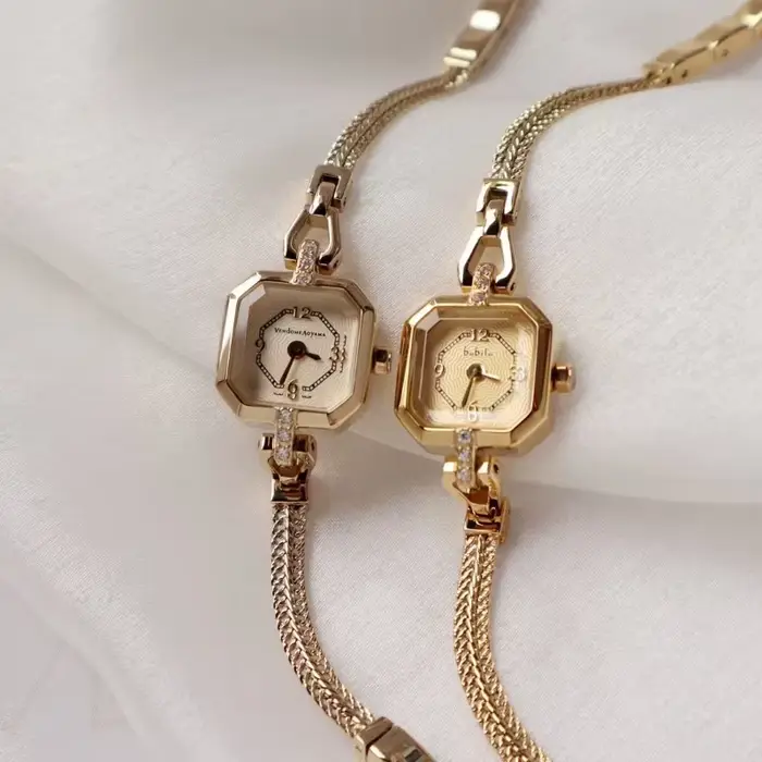 Nouveau luxe élégant 18K Bracelet en or montres pour femmes mode petite chaîne Vintage Quartz dames montre