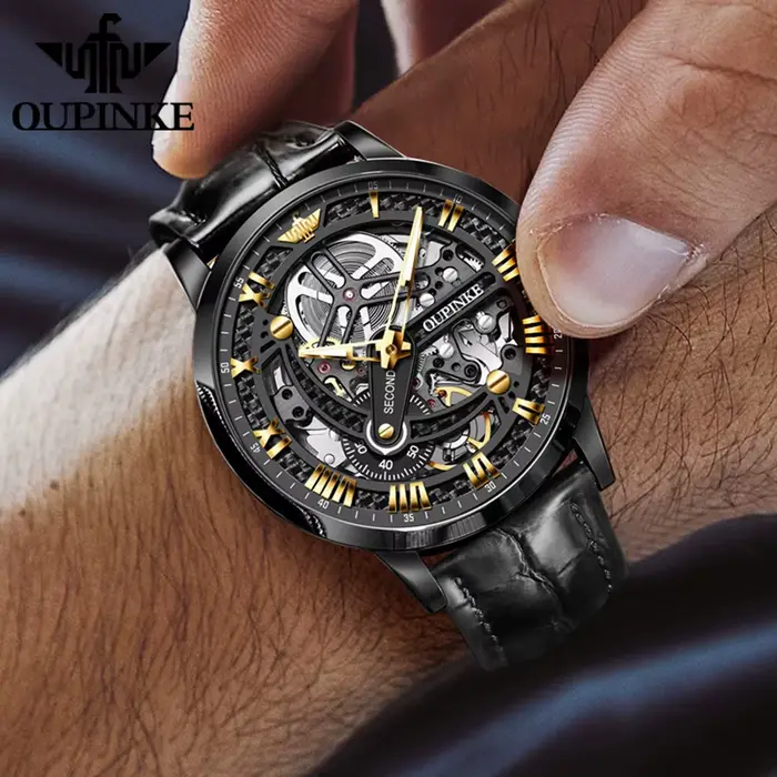 OUPINKE 3173 montres mécaniques automatiques originales pour hommes en acier inoxydable étanche lumineux entièrement