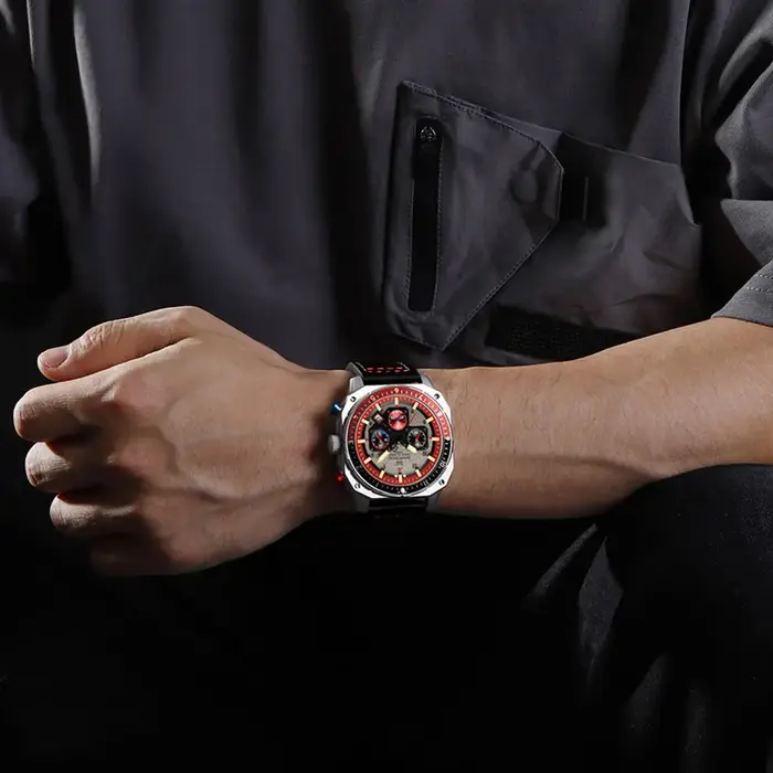 NAVIFORCE sport multifonction étanche montres pour hommes mode cuir marque de luxe Quartz analogique