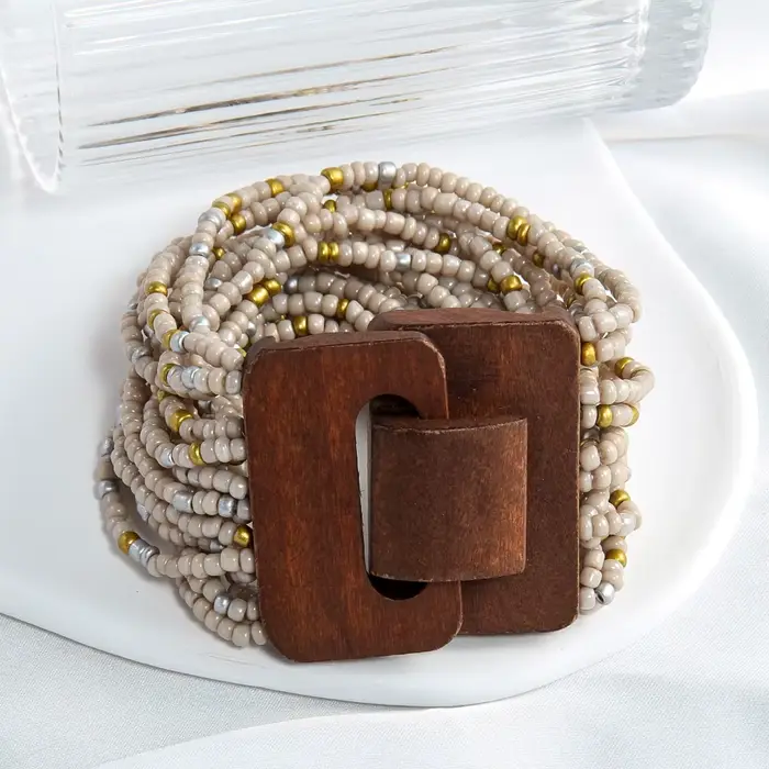Bracelet géométrique en bois pour femmes