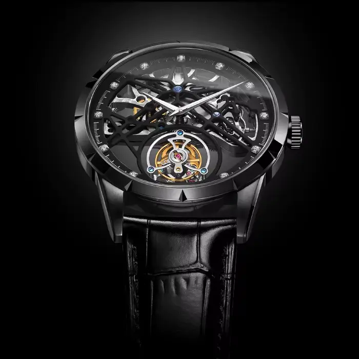AESOP véritable Tourbillon montres mouvement squelette pour hommes