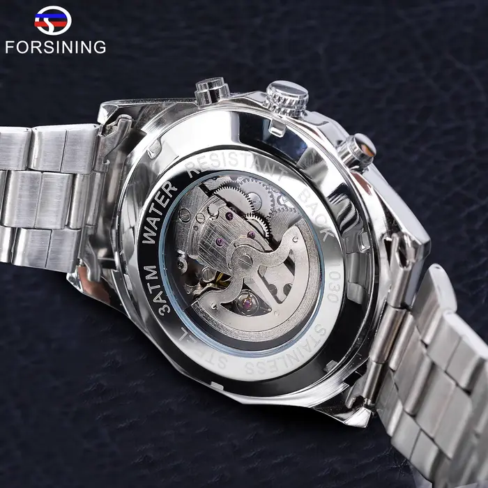 Forsining-Montre-bracelet étanche en acier inoxydable pour homme