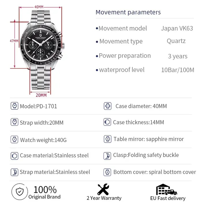 Montre pour homme PAGANI DESIGN 2026, nouvelle montre à quartz de luxe pour homme, date automatique,