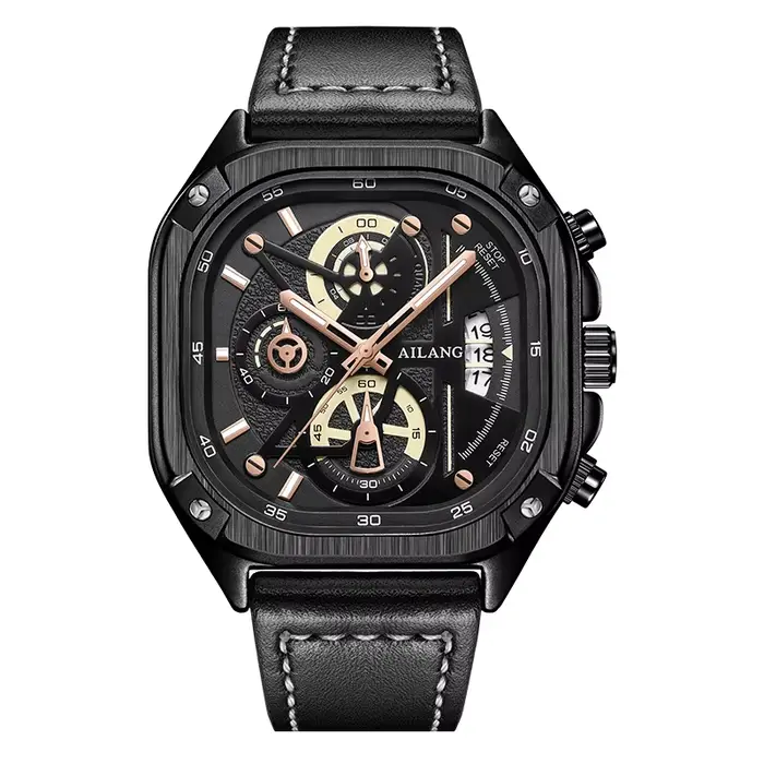 AILANG Top marque de luxe montre à Quartz décontracté mode hommes en cuir étanche automatique Tourbillon