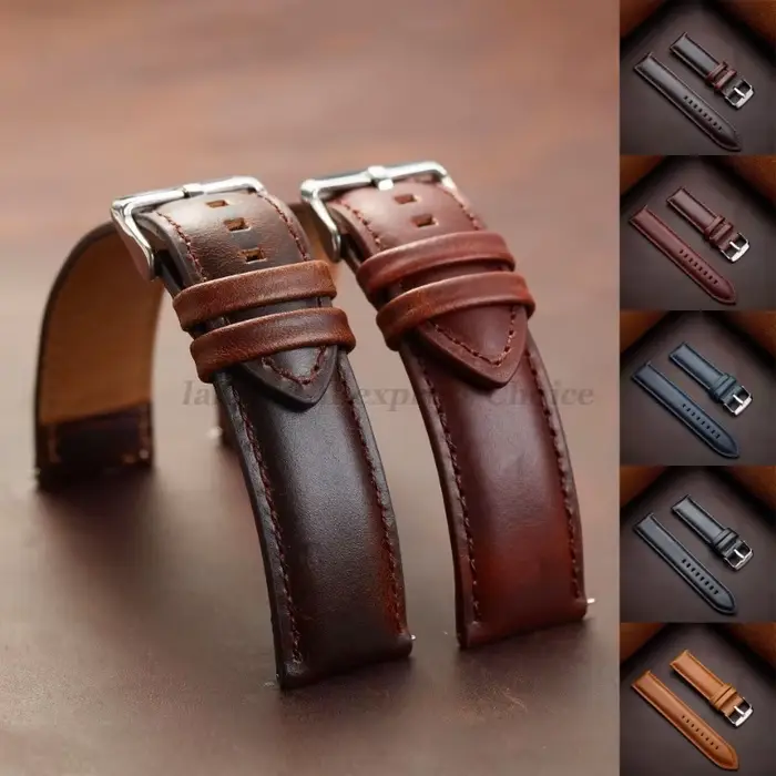 Bracelet de montre en cuir véritable élégant pour montres de poignet noir brun marron pour homme et femme occasions spéciales