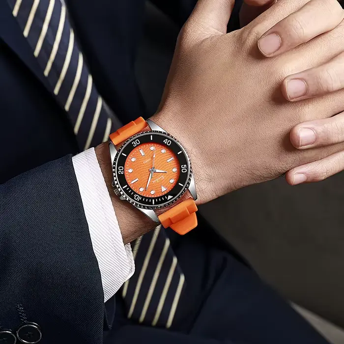 Montre homme silicone quartz décontractée et élégante pour homme, parfait pour activités sportives et sorties décontractées