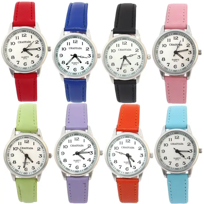 Montre enfant Chaoyada bracelet en cuir décontractée pour filles apprentissage de l'heure montre-bracelet fashion casual pour étudiants occasions spéciales cadeau tendance