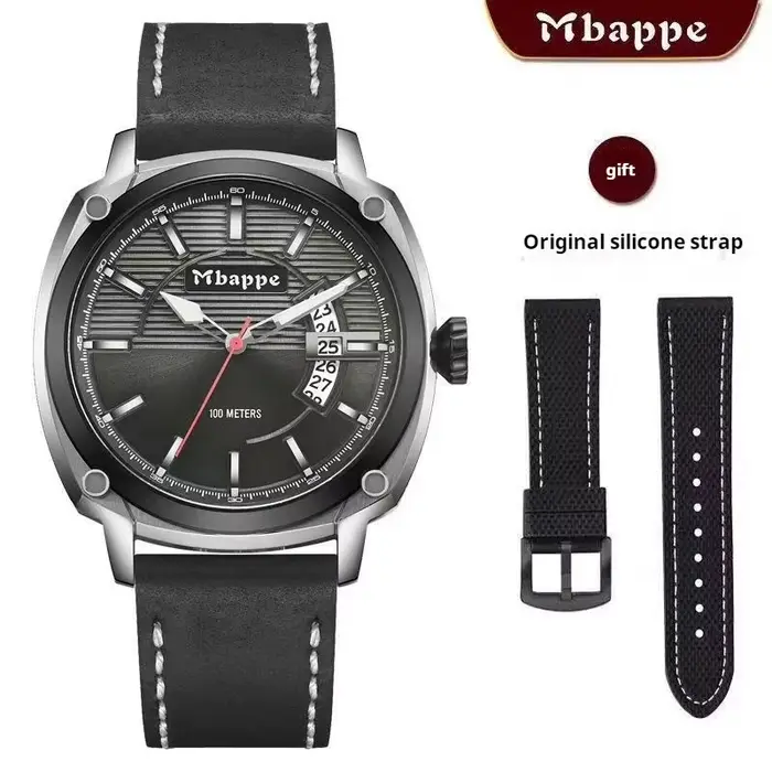 MBAPPE Montre de luxe pour homme – Bracelet en cuir véritable