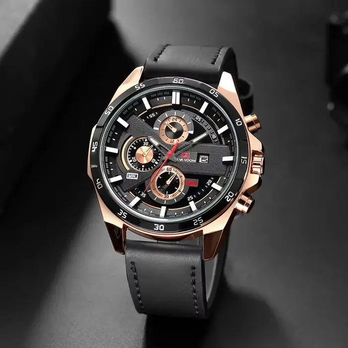 Montre en cuir noir Top marque Motorsport série Style mouvement à Quartz calendrier décoratif montre