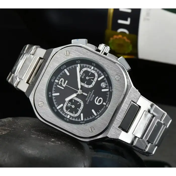 Montre de luxe Non mécanique pour hommes, marque d'affaires, Date automatique, en acier inoxydable, 