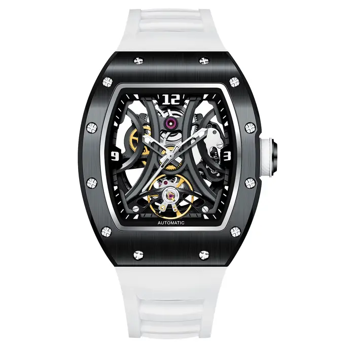 Montre-bracelet Daniel Gorman en acier inoxydable avec mouvement automatique pour homme résistante à l'eau pour occasions sportives et formelles