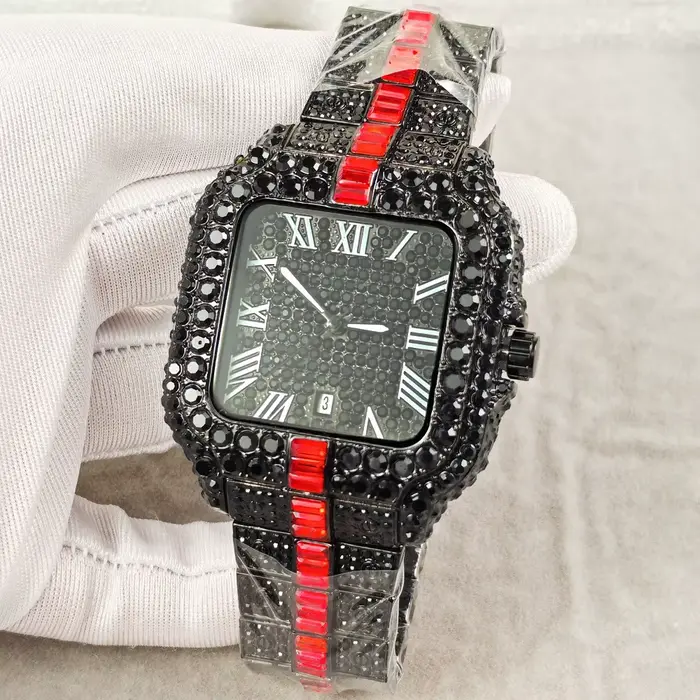 Montre à quartz noire de haute qualité