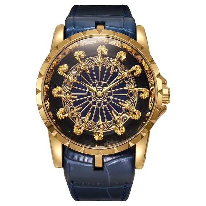 Montre à quartz pour homme, cadran Table Ronde des Douze Chevaliers, bracelet en cuir de luxe, desig