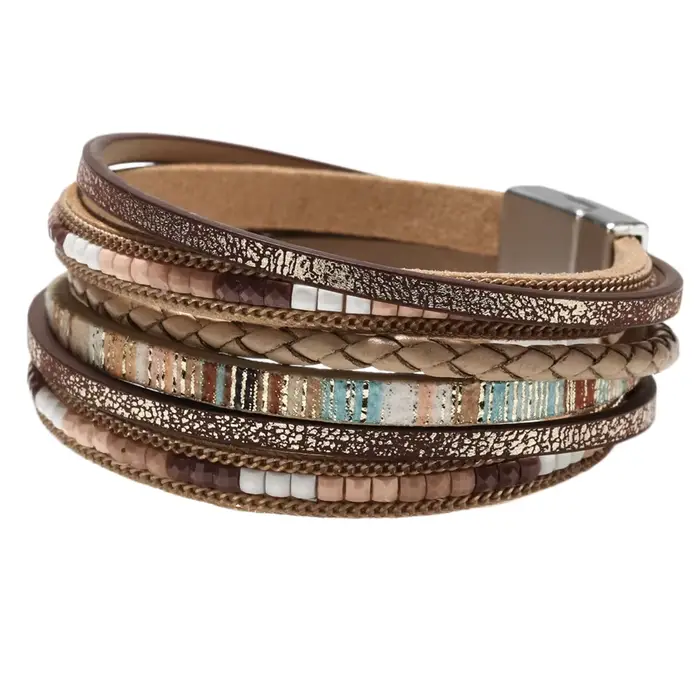 Bracelet en cuir multicouche confortable
