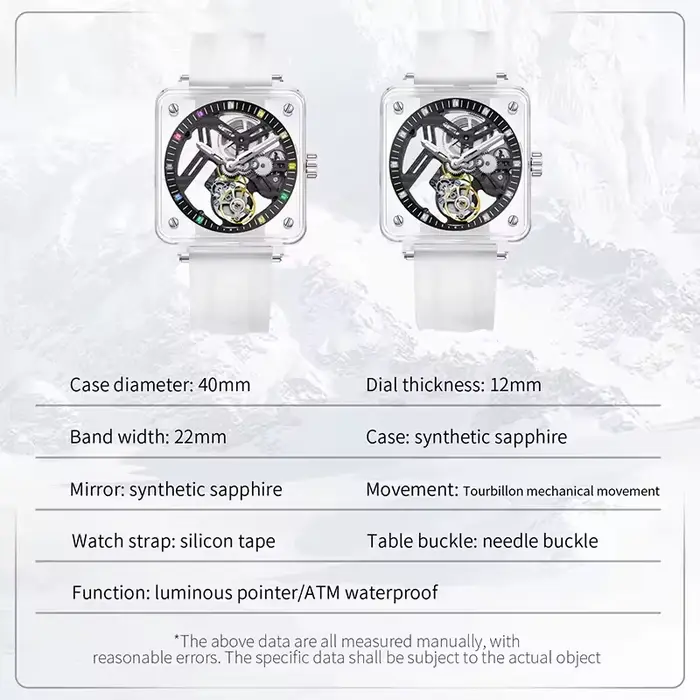 PINDU véritable Tourbillon mouvement saphir miroir hommes montres boîtier Transparent bracelet en caoutchouc étanche
