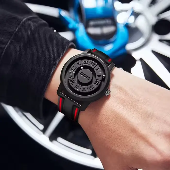DOM 1345 montre pour hommes classique Quartz mode personnalisé créatif boule magnétique cadran rotatif étanche