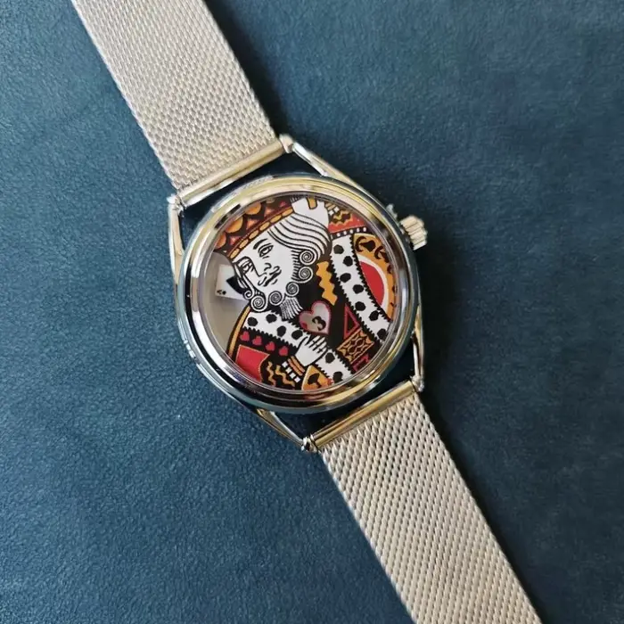 Montre à Quartz créative pour hommes, cartes à jouer King, 37mm, en acier inoxydable, étanche, brace