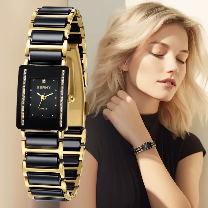 Montre Femme BERNY Céramique Quartz Design Original pour Occasions Spéciales Elégante et Polyvalente