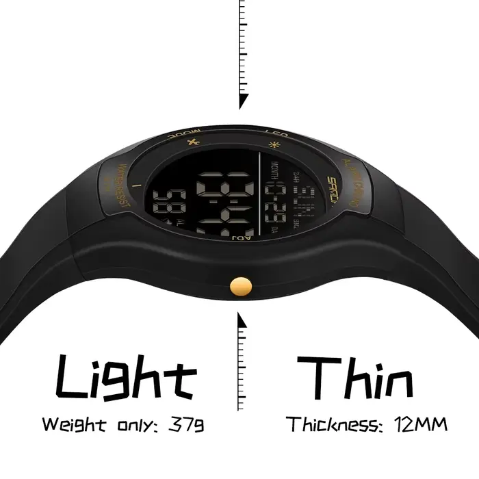 Montre SANDA numérique sportive résistante à l'eau avec affichage LED pour homme et femme occasions spéciales