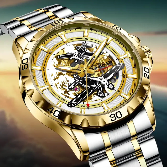 Montres mécaniques entièrement automatiques Glenaw Aircraft pour hommes