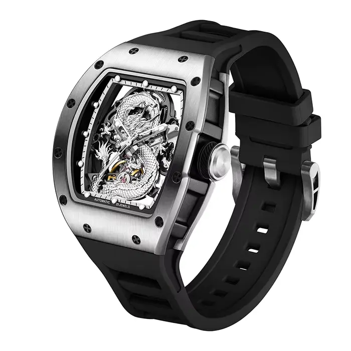 Montre mécanique automatique pour hommes, étanche 3 bars, cadran Dragon lumineux, Logo personnalisé,