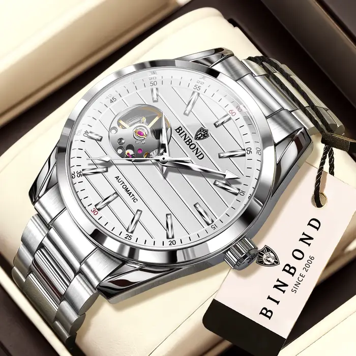 Montres mécaniques originales BINBOND pour hommes, luxe, lumineuses, étanches, automatiques, tourbil