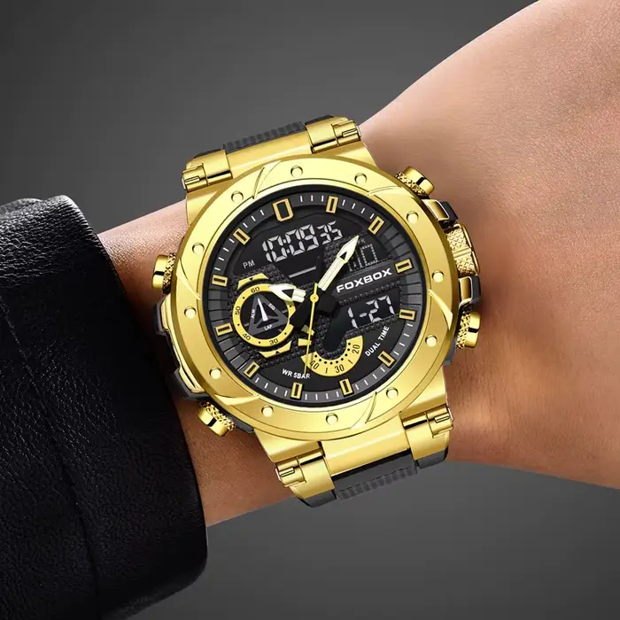 Montre numérique militaire homme quartz robuste avec affichage analogique-digital pour sportifs et voyageurs