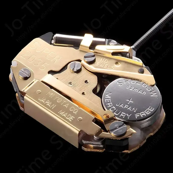 Miyota Super 2035 Mouvement à quartz japonais Montre à trois aiguilles dorée 2035 - Engrenages métalliques durables Meilleur rendement des coûts