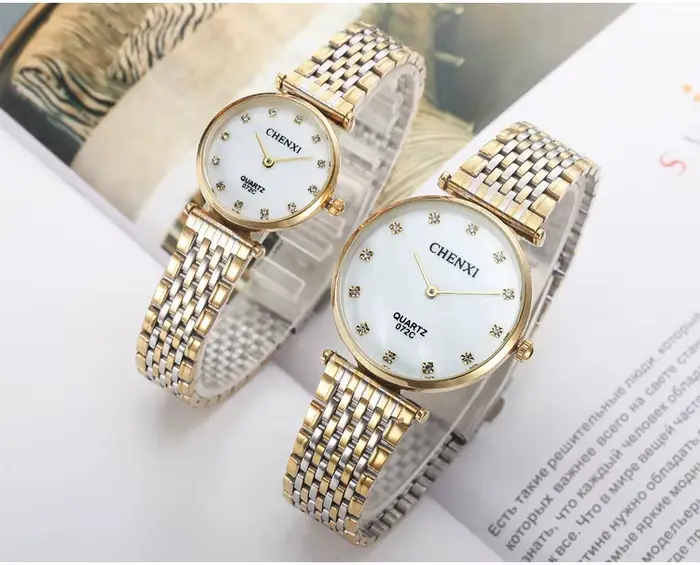 Chenxi-Montres à quartz en acier inoxydable doré pour hommes et femmes, montres décontractées pour couples, breloques de robe imperméables, style d'affaires, marque de mode, 2018