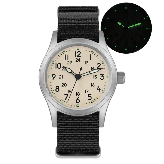 Militado Ml05 montre de terrain Vintage VH31 balayage deuxième mouvement à Quartz cristal saphir haute transparence revêtement AR lumineux 38Mm montres