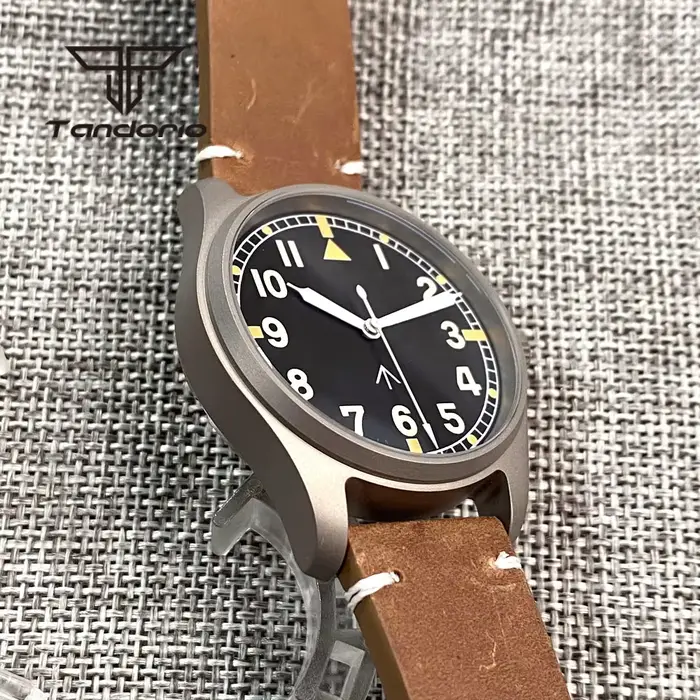 Tandorio titane NH35A 39mm montre de plongée pilote automatique pour hommes 20BAR saphir ultraléger étanche montre-bracelet vert lumineux